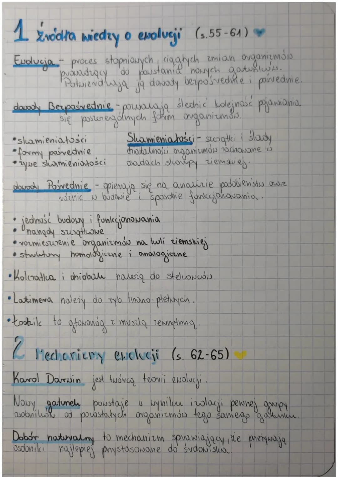1 źródła wiedzy o evolucji (3.55-61)
Evolucja - proces stopniowych, ciągłych zmian organizmós
prowadzący do powstania nowych gatunko´rs.
Pot