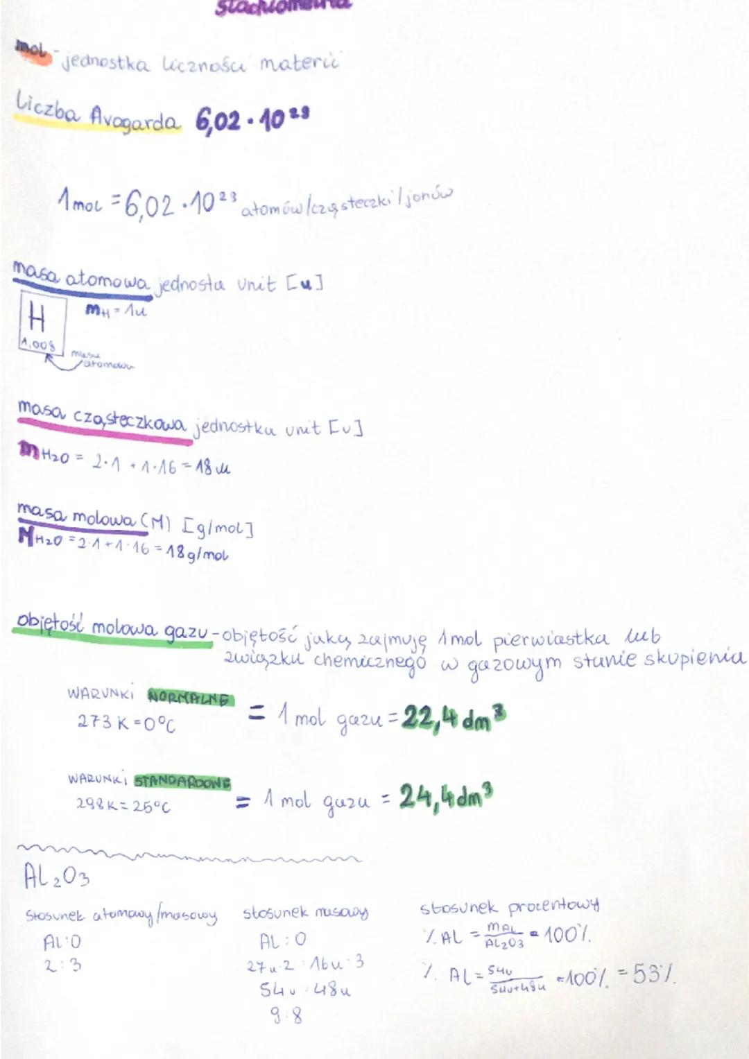 mob jednostka licznośu materi
Liczba Avagarda 6,02.102⁹
Stadu
1 mol = 6,02 103 atomów/cząsteczki / jonów
masa atomowa jednostu Unit [u]!
MH-
