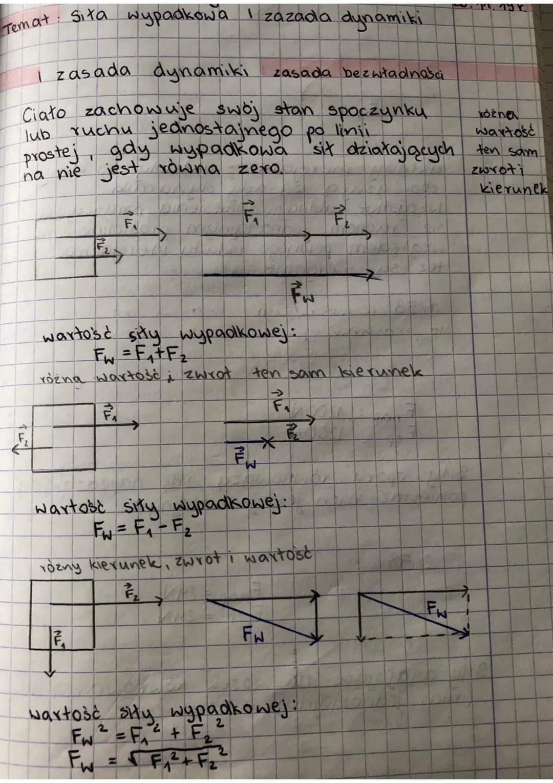 Temat: Sita wypadkowa Izazada dynamiki
I zasada dynamiki
zasada bezwładności
Ciało zachowuje swoj stan spoczynku.
lub ruchu jednostajnego po