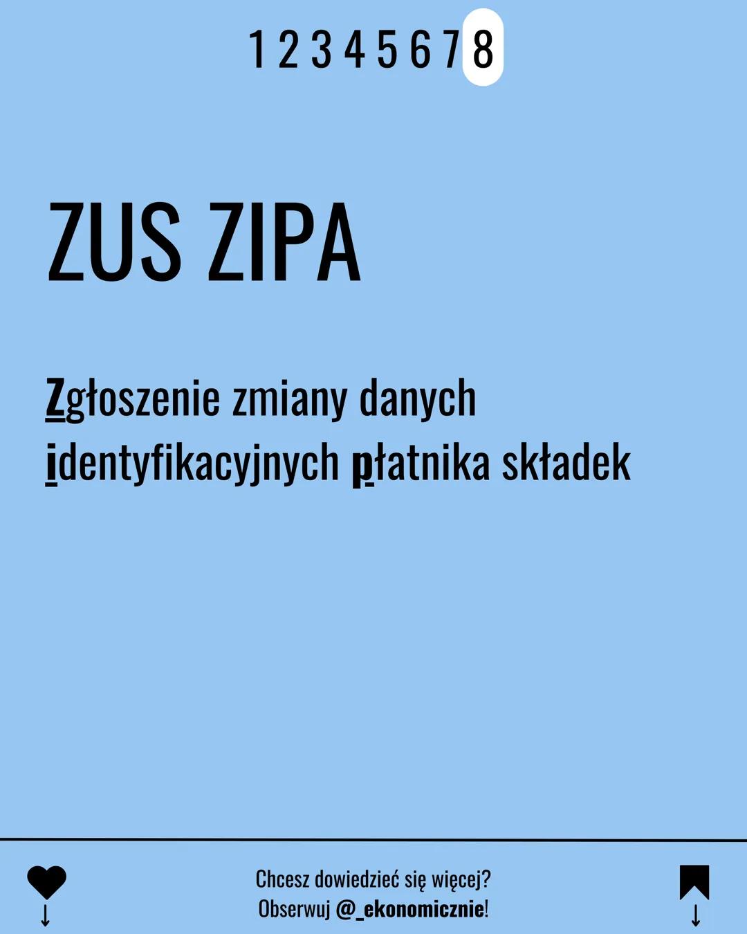 12345678
EKA.05
DEKLARACJE
ZGŁOSZENIOWE ZUS
Chcesz dowiedzieć się więcej?
Obserwuj @_ekonomicznie!
K→ 12345678
ZUS ZUA
Zgłoszenie do ubezpie