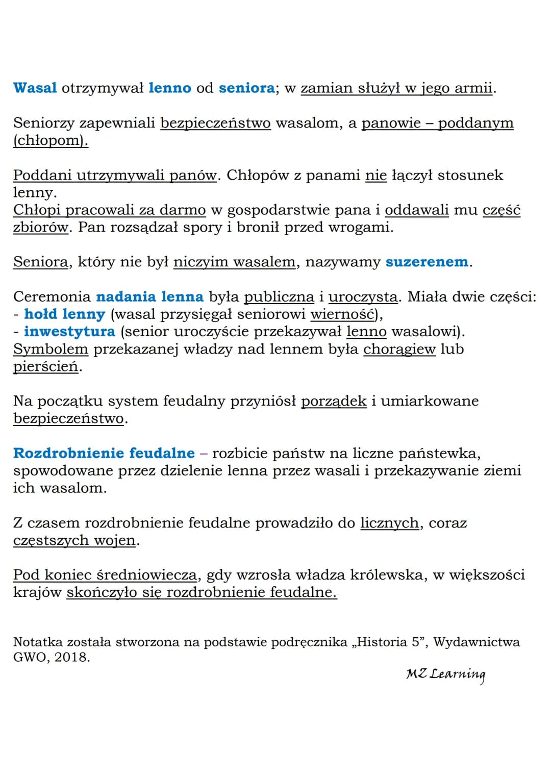 MZ_LEARNING_KNOW
Feudalna Europa
Klasa 5, Historia, GWO
Średniowieczne stany - grupy ludzi, które różniły się prawami,
obowiązkami i codzien