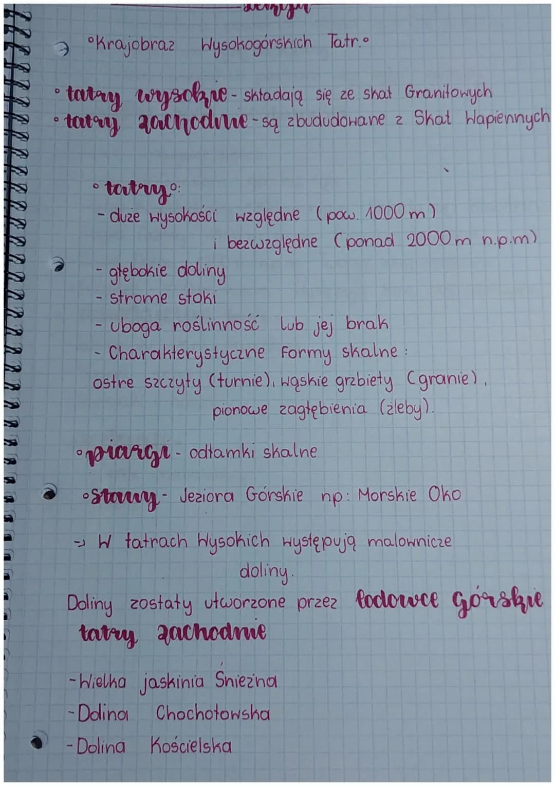 myu
→ Krajobraz Wysokogórskich Tatr
O
tatry wysokie - składają się ze skat Granitowych
tatry zachodne są zbududowane z Skat Hapiennych
O
• t