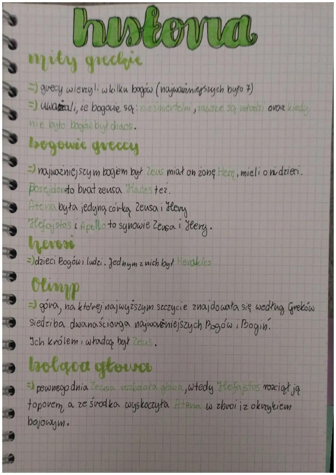 histona
mity greckie
-) grecy wierzyli w kilku bogów (najważniejszych było 7)
=) uwasali, że bogowie są: nieśmiertelni, zawsze są młodzi ove