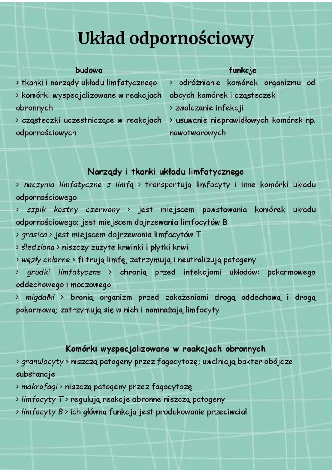 Układ immunologiczny i limfatyczny: Komórki, funkcje i konflikty serologiczne