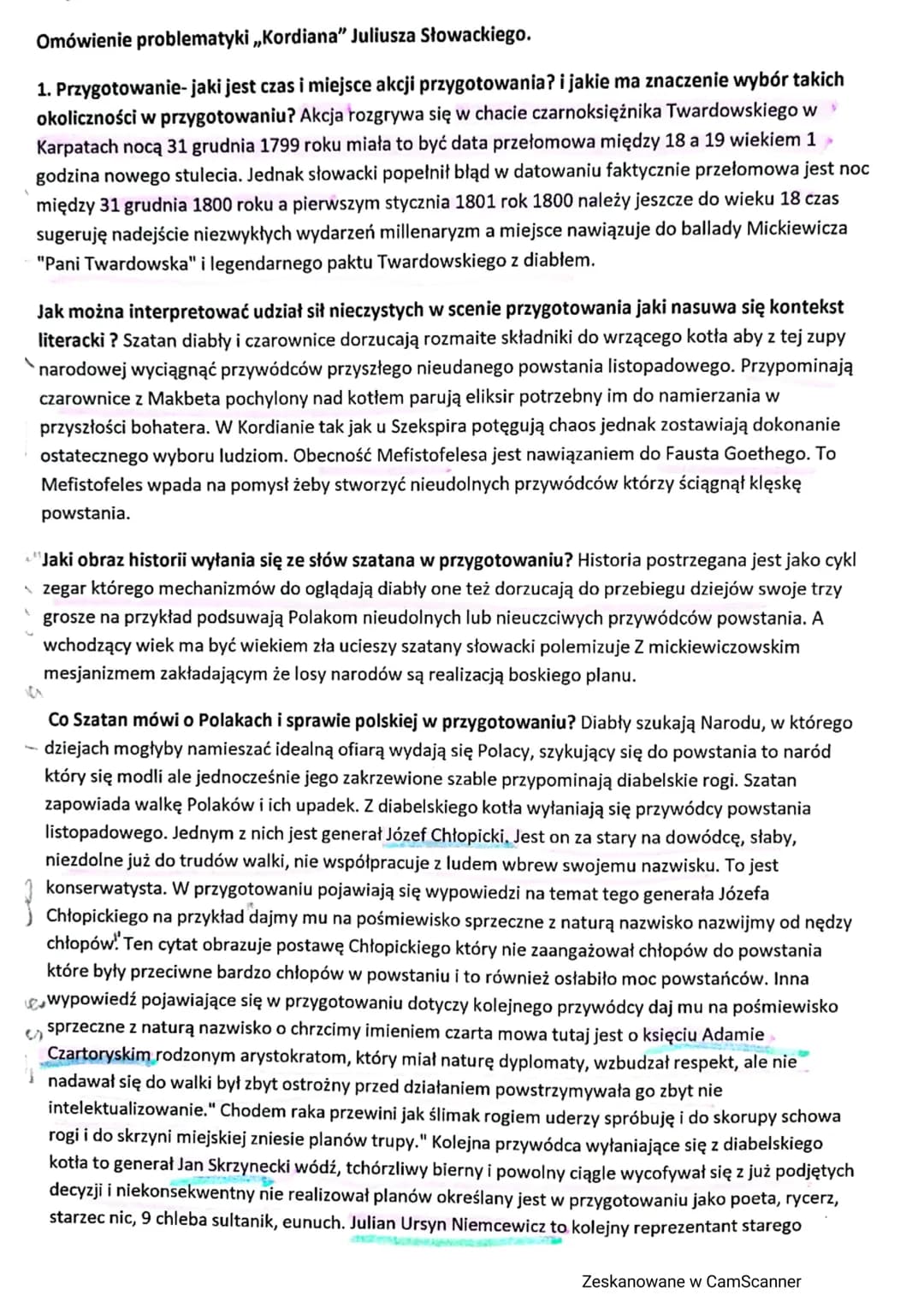 Omówienie problematyki ,,Kordiana" Juliusza Słowackiego.
1. Przygotowanie-jaki jest czas i miejsce akcji przygotowania? i jakie ma znaczenie