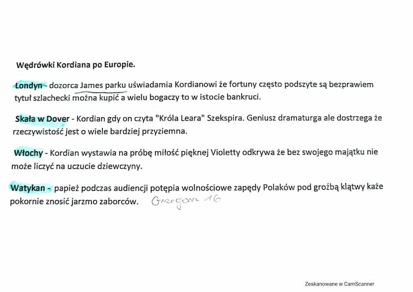 Omówienie problematyki ,,Kordiana" Juliusza Słowackiego.
1. Przygotowanie-jaki jest czas i miejsce akcji przygotowania? i jakie ma znaczenie