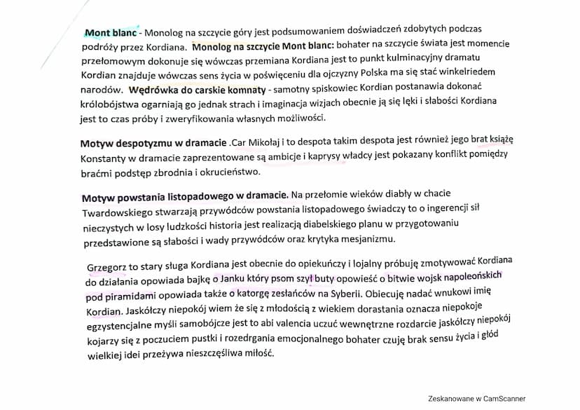 Omówienie problematyki ,,Kordiana" Juliusza Słowackiego.
1. Przygotowanie-jaki jest czas i miejsce akcji przygotowania? i jakie ma znaczenie