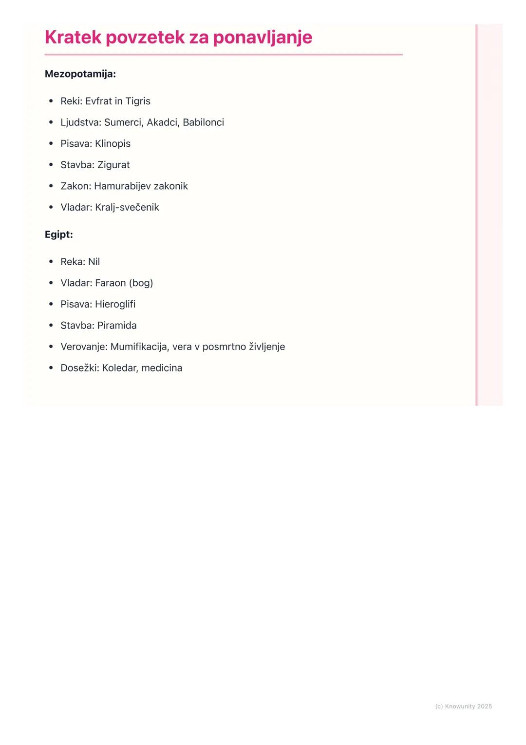 # Prve visoke civilizacije:
# Mezopotamija in Egipt

## Uvod v prve visoke civilizacije

Prve visoke civilizacije so se razvile okoli 4. tis