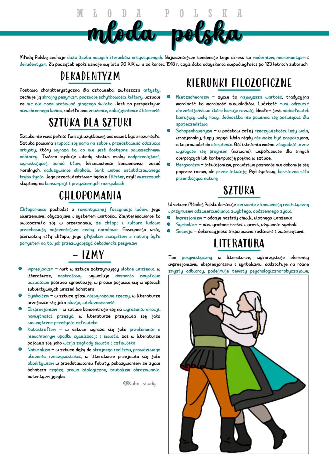 Młodą Polskę cechuje duża liczba nowych kierunków artystycznych. Najważniejsze tendencje tego okresu to modernizm, neoromantyzm i
dekadentyz