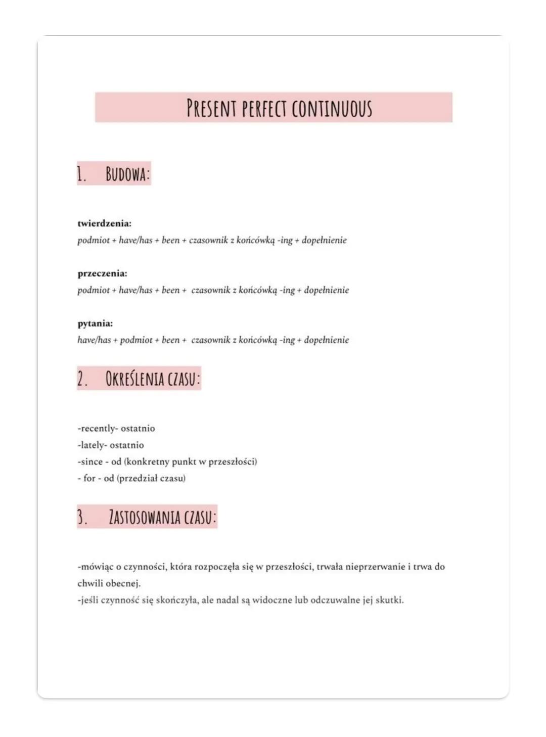 Present Perfect Continous