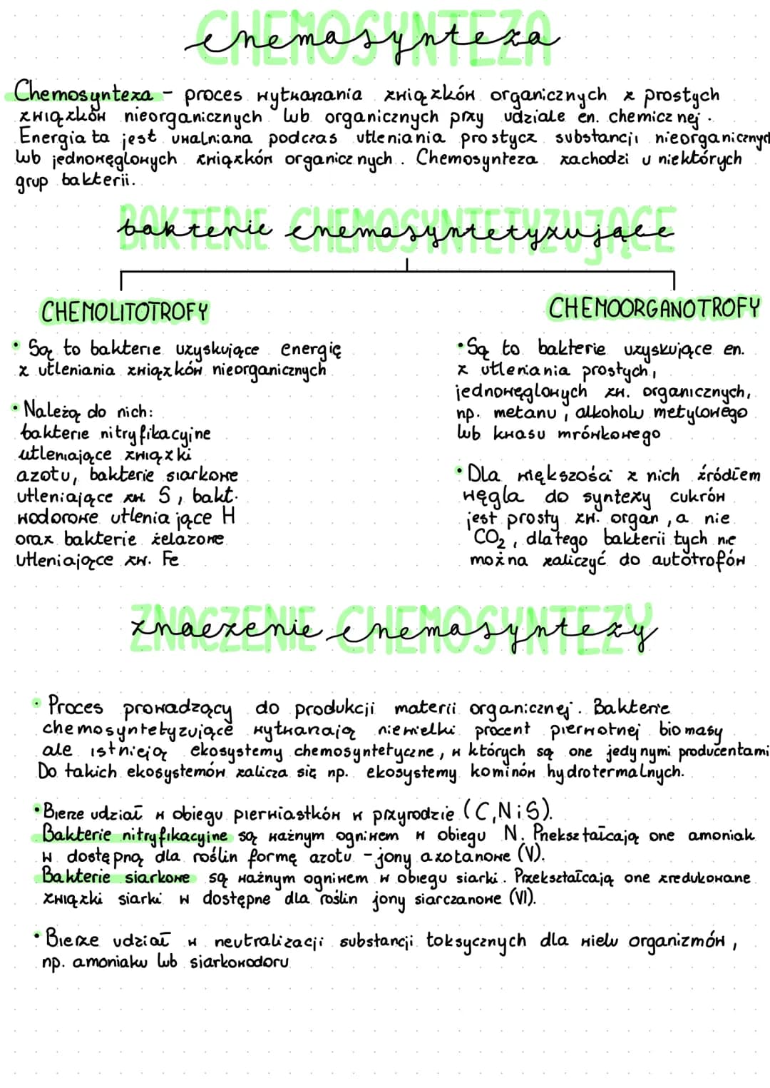 enemasynteza
Chemosynteza proces wytwarzania związkón organicznych x prostych
xwiązkow nieorganicznych lub organicznych przy vaziale en. che