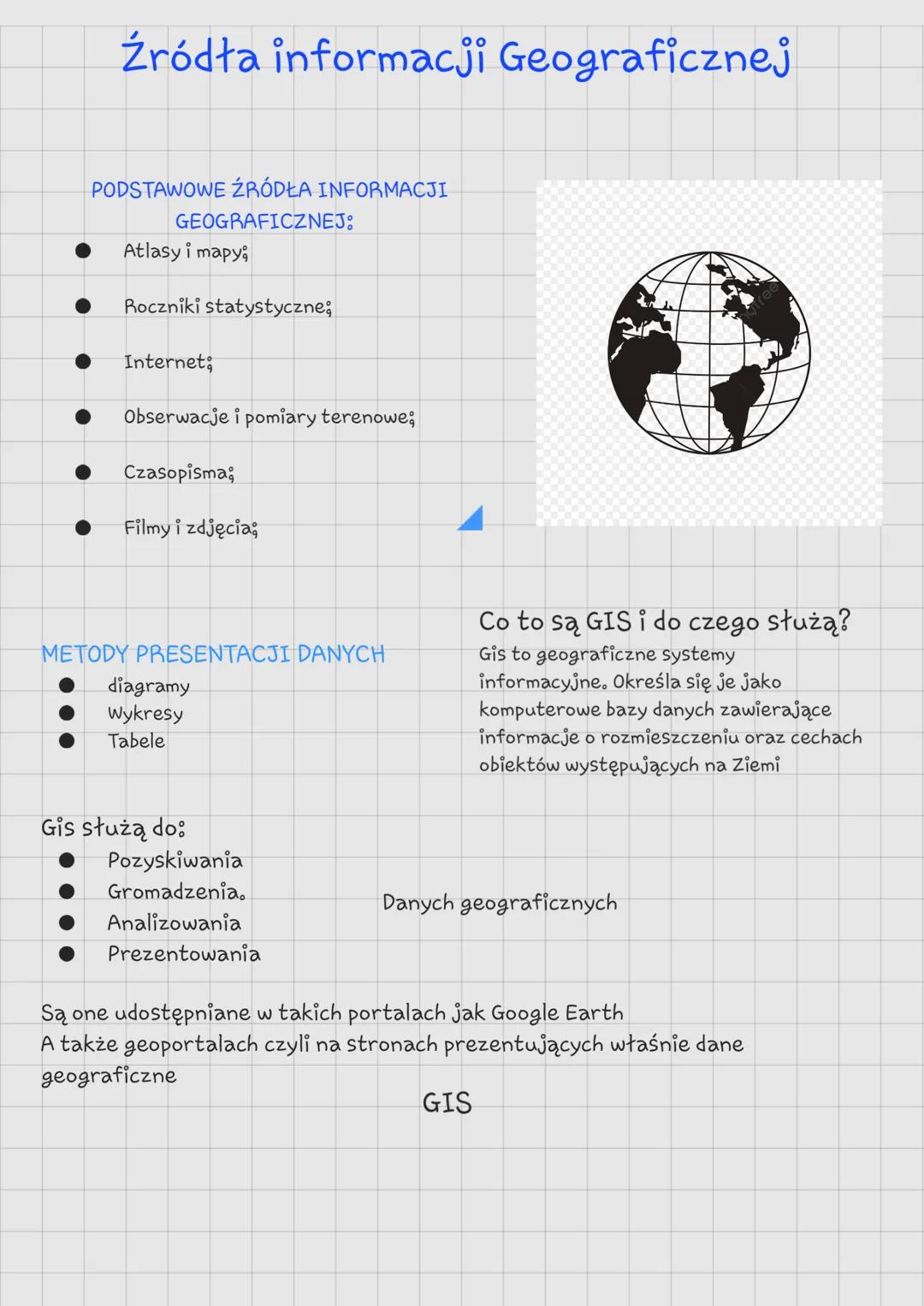 Źródła informacji Geograficznej
PODSTAWOWE ŹRÓDŁA INFORMACJI
GEOGRAFICZNEJ:
Atlasy i mapy
Roczniki statystyczne
Internet:
Obserwacje i pomia