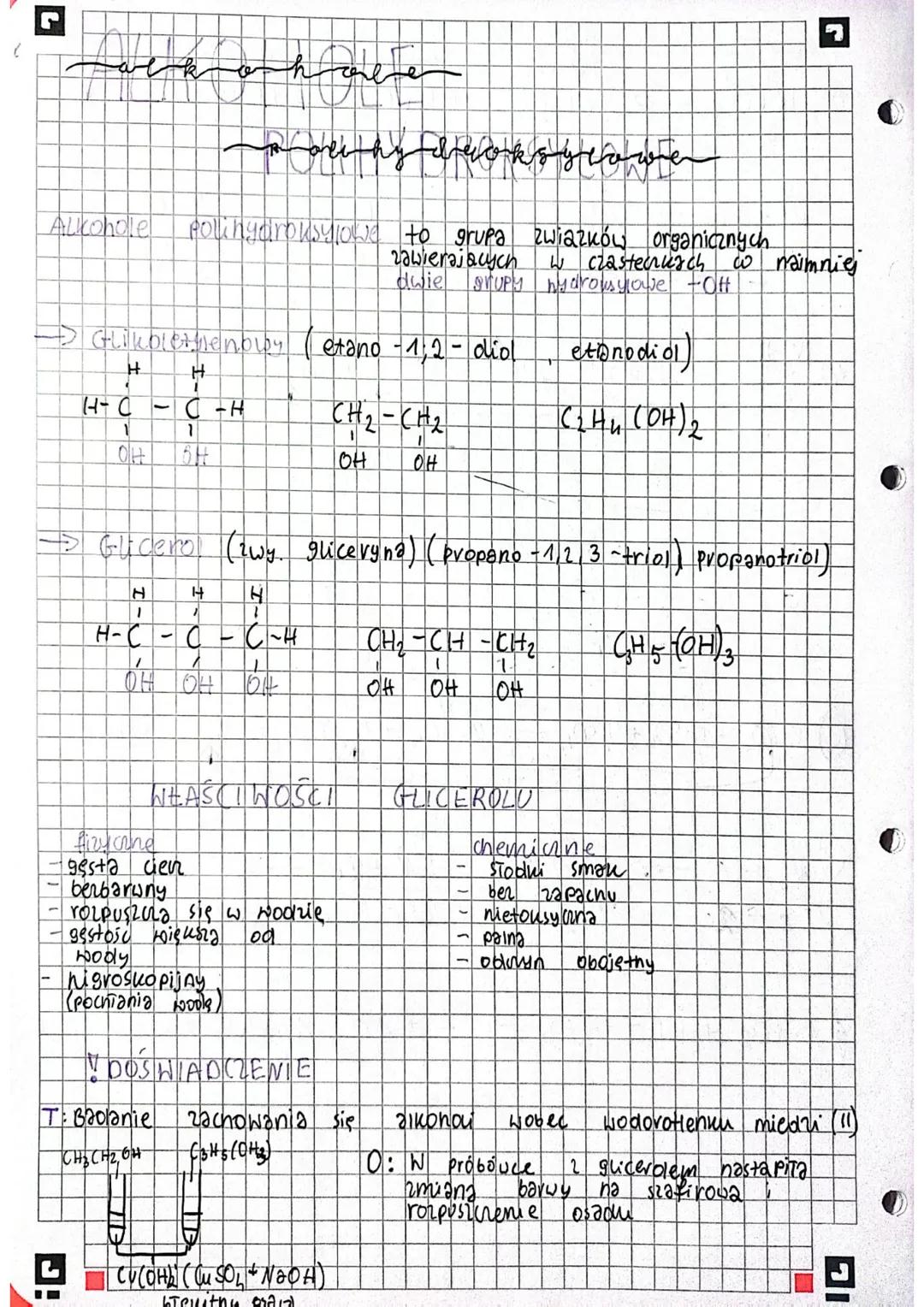 (
alk
Alkohole polihydroksylowe to grupa zwiazków organicznych
zawierajacych
H
H-C
C-H
1
1
OH 16H
→ Glikol et menolay etano - 1,2-diol
H
H
1