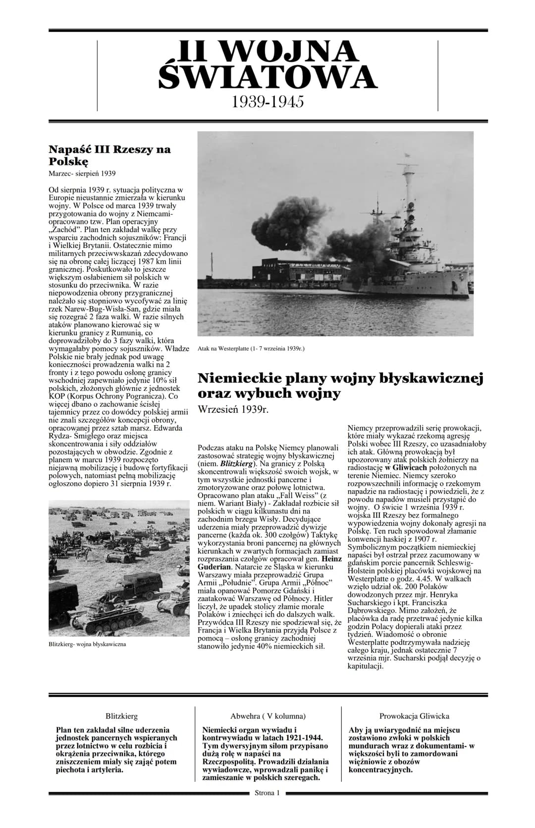 Napaść III Rzeszy na
Polskę
Marzec- sierpień 1939
Od sierpnia 1939 r. sytuacja polityczna w
Europie nieustannie zmierzała w kierunku
wojny. 