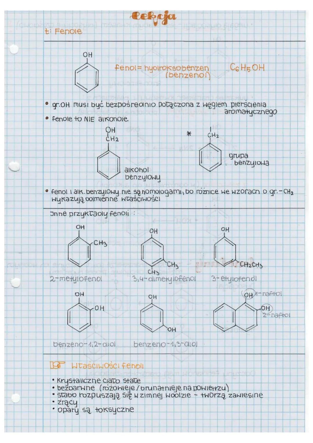 Fenole – Notatki Maturalne z Omówieniem