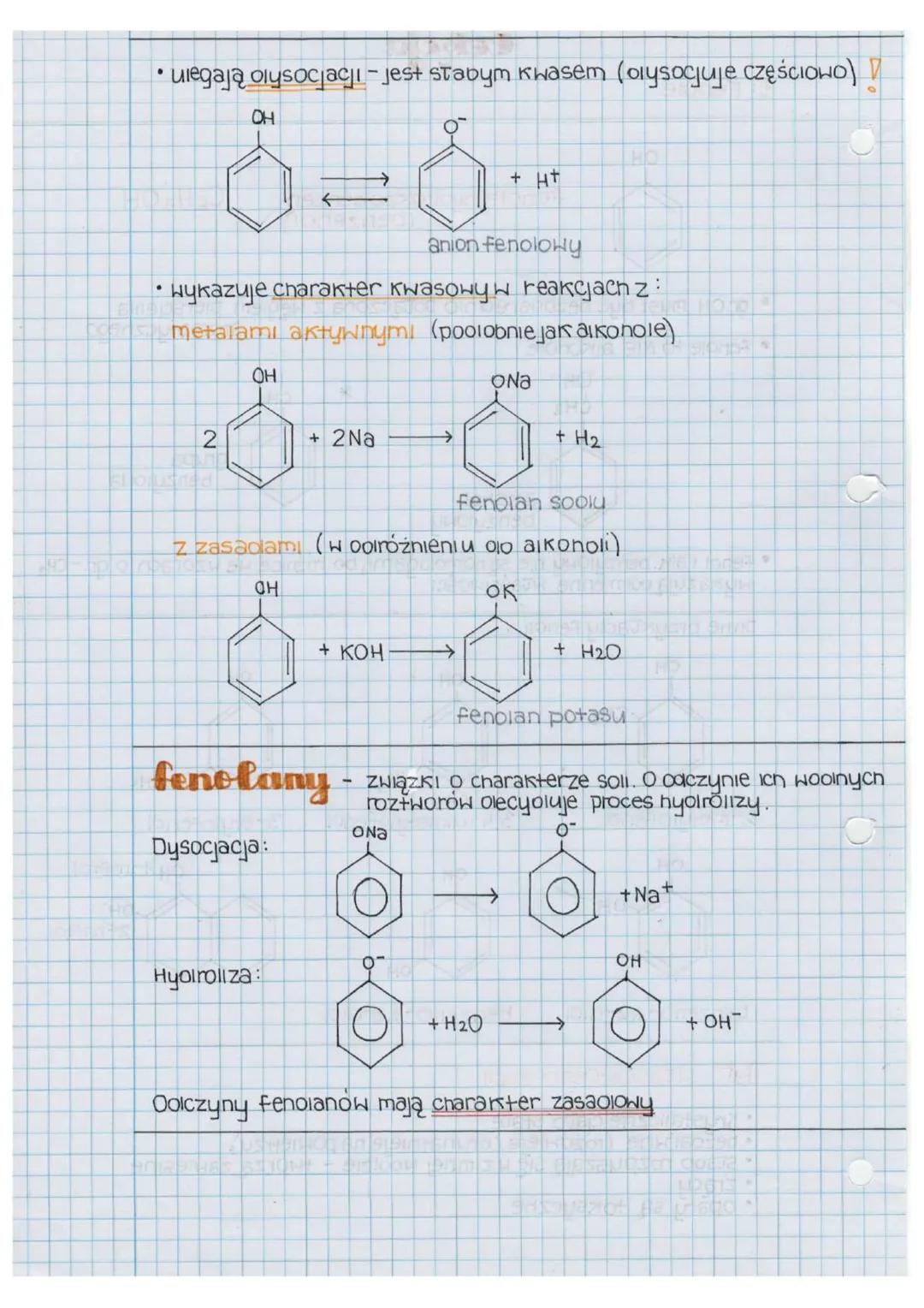 # Cekja

t: Fenole

OH

fenol= hyoiroksobenzen
(benzenoi)

C6H5OH

* gr.OH musi być bezpośrednio połączona z węgiem pierścienia
aromatyczneg
