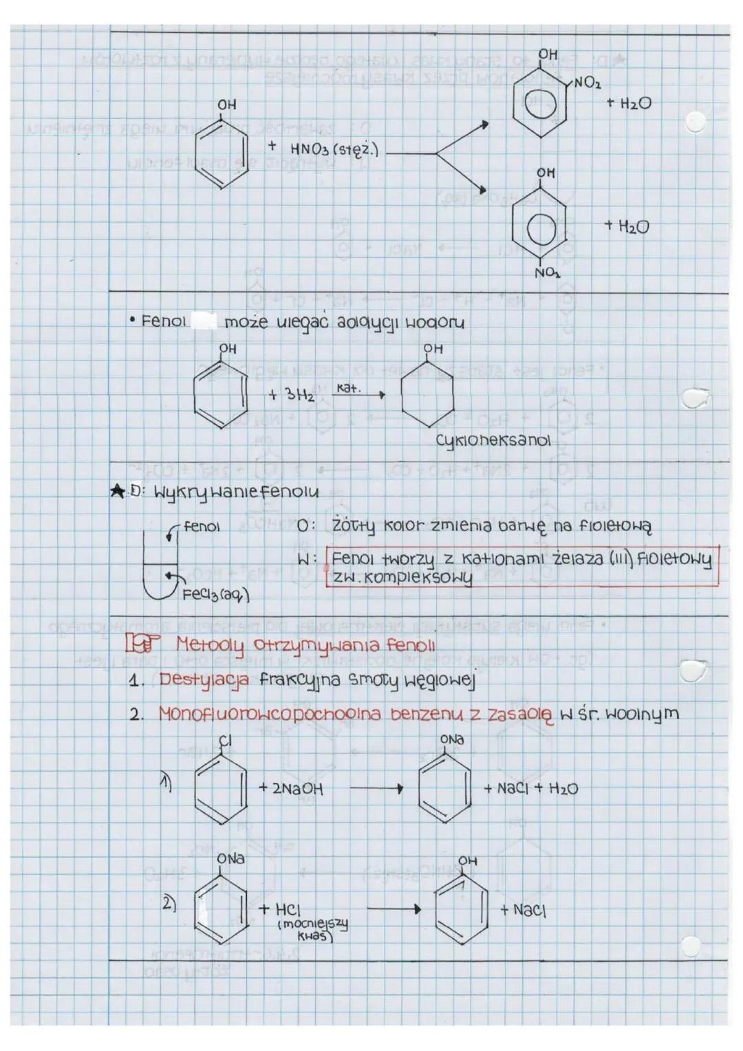 # Cekja

t: Fenole

OH

fenol= hyoiroksobenzen
(benzenoi)

C6H5OH

* gr.OH musi być bezpośrednio połączona z węgiem pierścienia
aromatyczneg