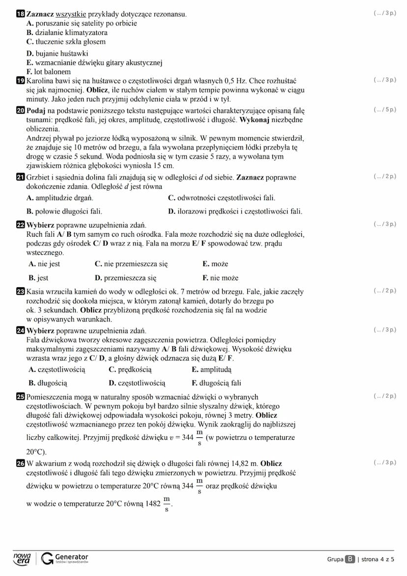 Grupa A Klasa
Imię i nazwisko
1 Sprężyna o długości 25 cm rozciągana siłą 3 N zwiększa swoją długość do 31 cm.
Zaznacz poprawne dokończenie 