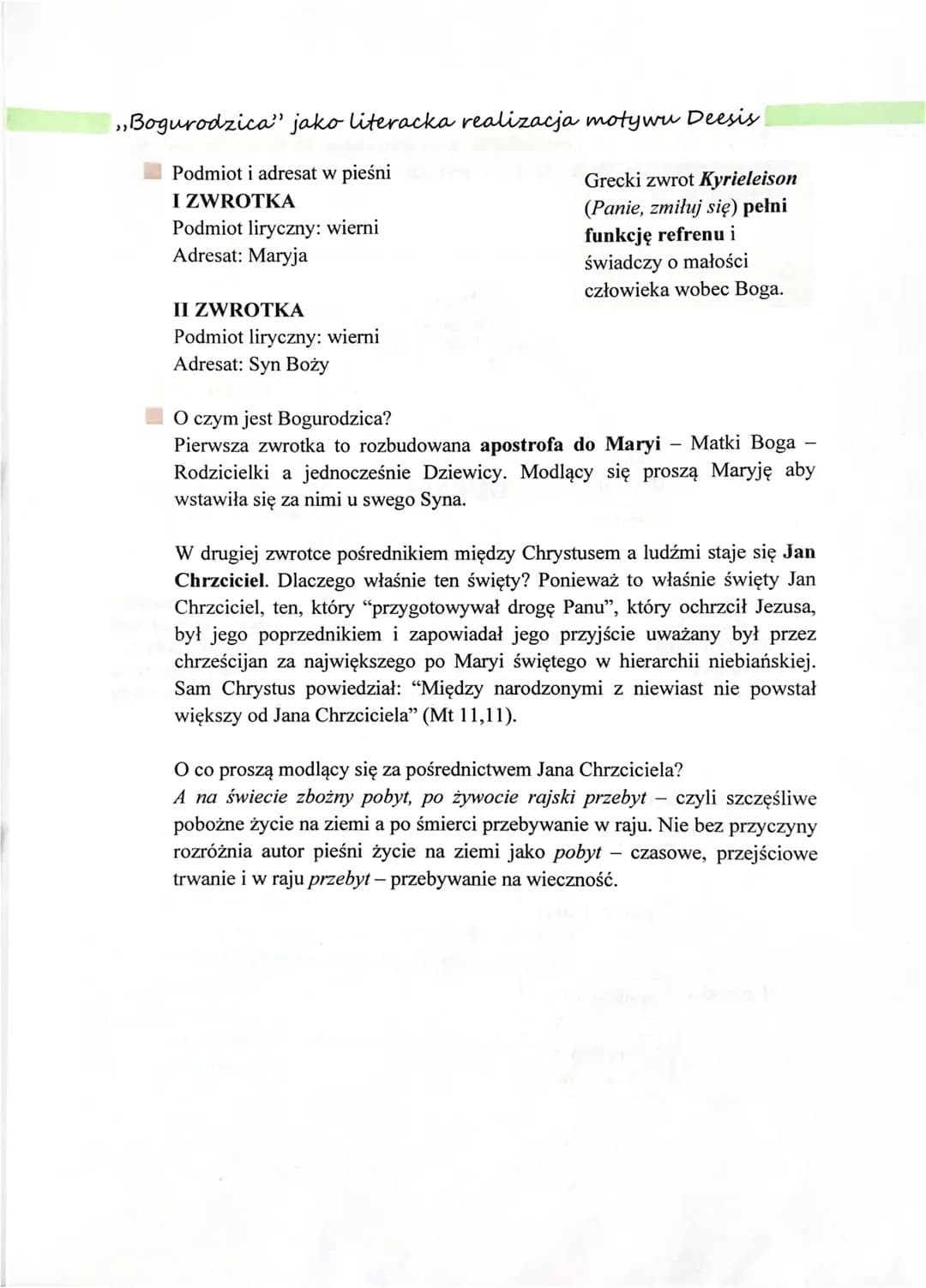 ,,Bogurodzica" najpiękniejsza pieśń średniowiecza
Informacje wstępne o utworze:
- najstarszy zabytek języka polskiego,
- najstarsza pieśń re