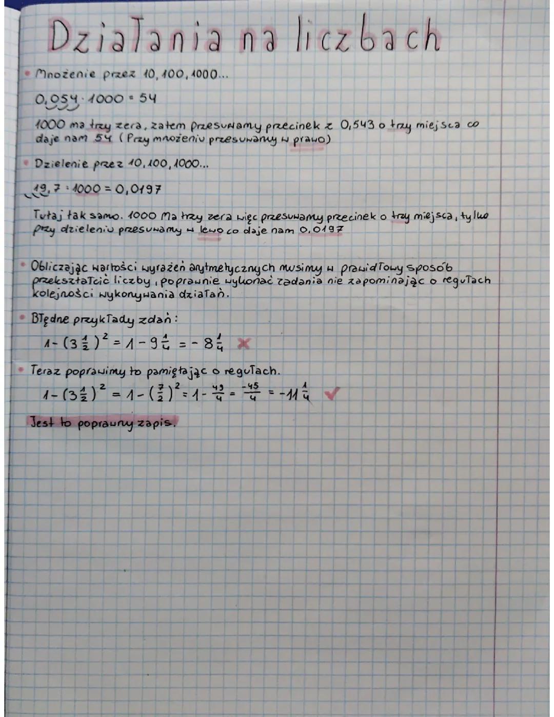 Działania na liczbach klasa 8