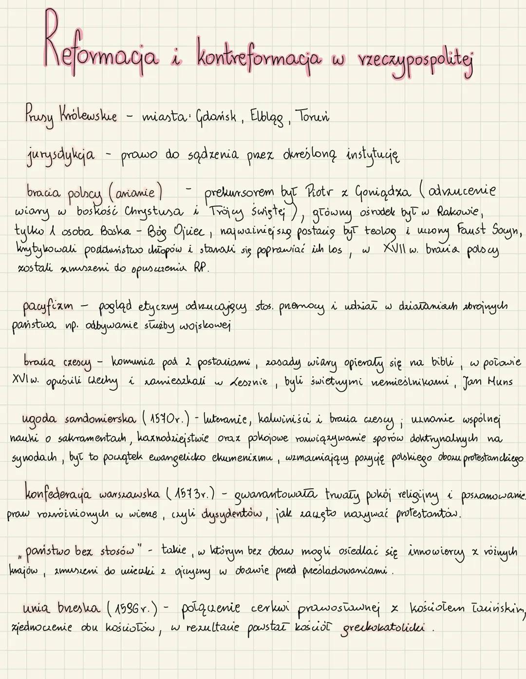 Reformacja i i kontreformacija w rzeczypospolitej
W
Prusy Królewskie - miasta Gdańsk, Elbląg, Toruni
jurysdykcja
- prawo do sądzenia przez o