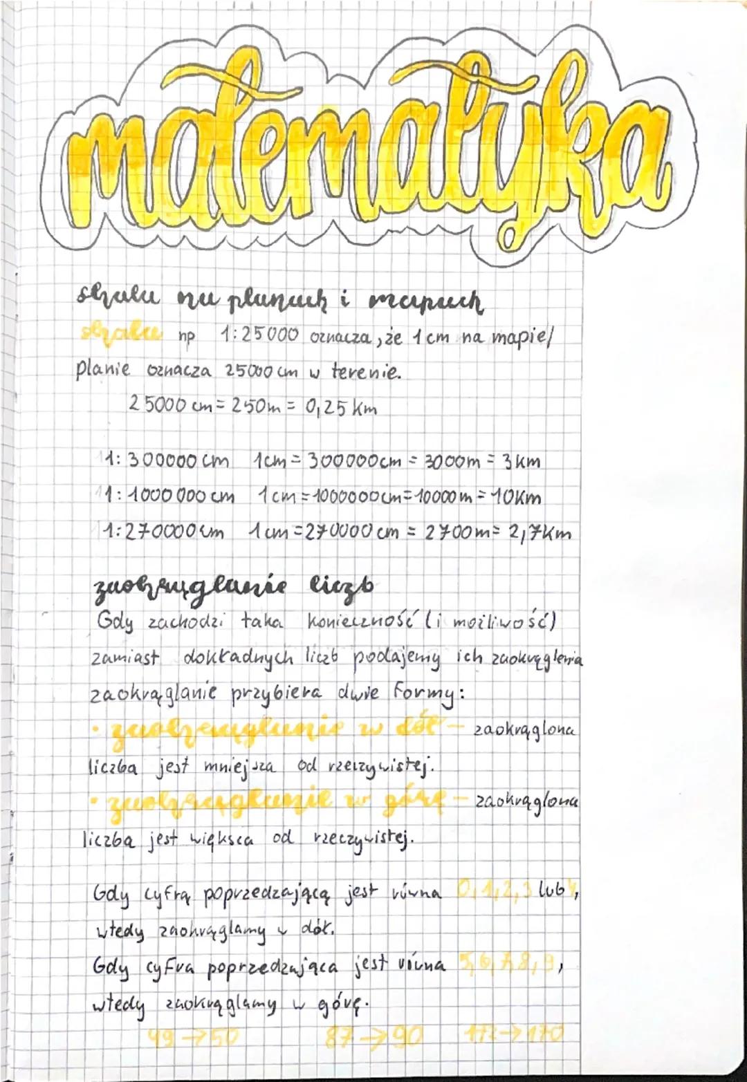 matematyka

shalu nu plunch i mapuch
звеавее пр
1:25000 oznacza, że 1 cm na mapie/
planie oznacza 25000 cm w terenie.
$25000 cm=250m = 0,25 