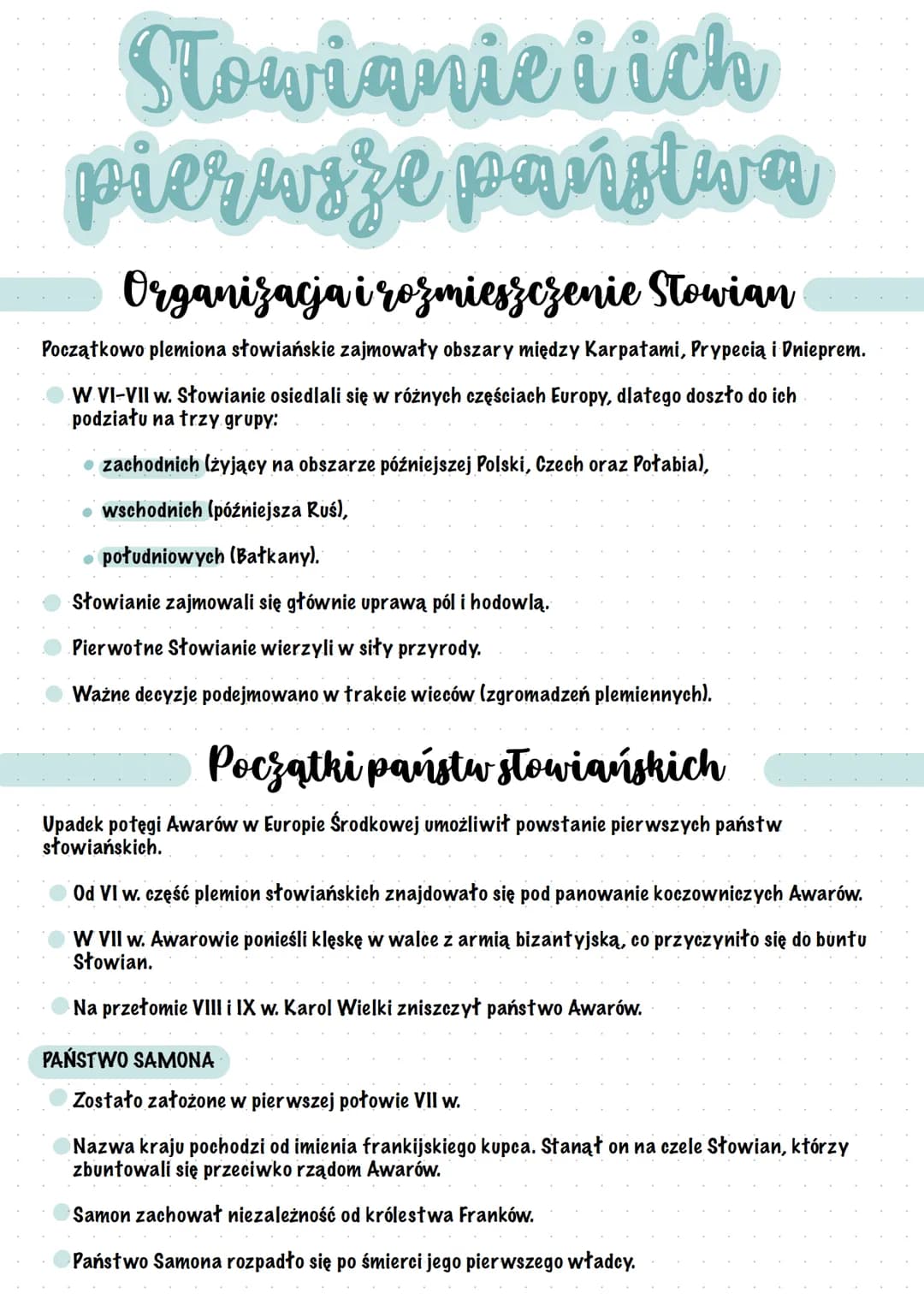 Słowianie i ich
pierwsze państwa
Organizacja i rozmieszczenie Stowian
Początkowo plemiona słowiańskie zajmowały obszary między Karpatami, Pr