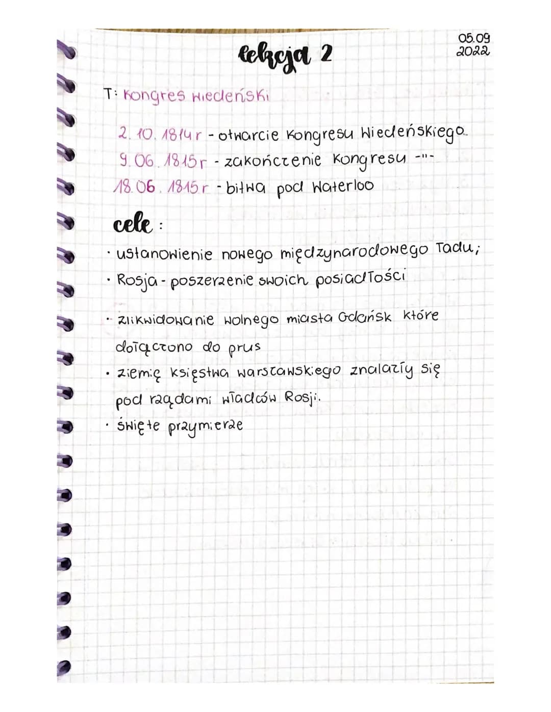 telzoja 2
05.09
2022
T: Kongres wiedeński
2. 10. 1814 r-otwarcie kongresu Wiedeńskiego...
9.06. 1815 r-zakończenie kongresu.
-11-
18.06. 181
