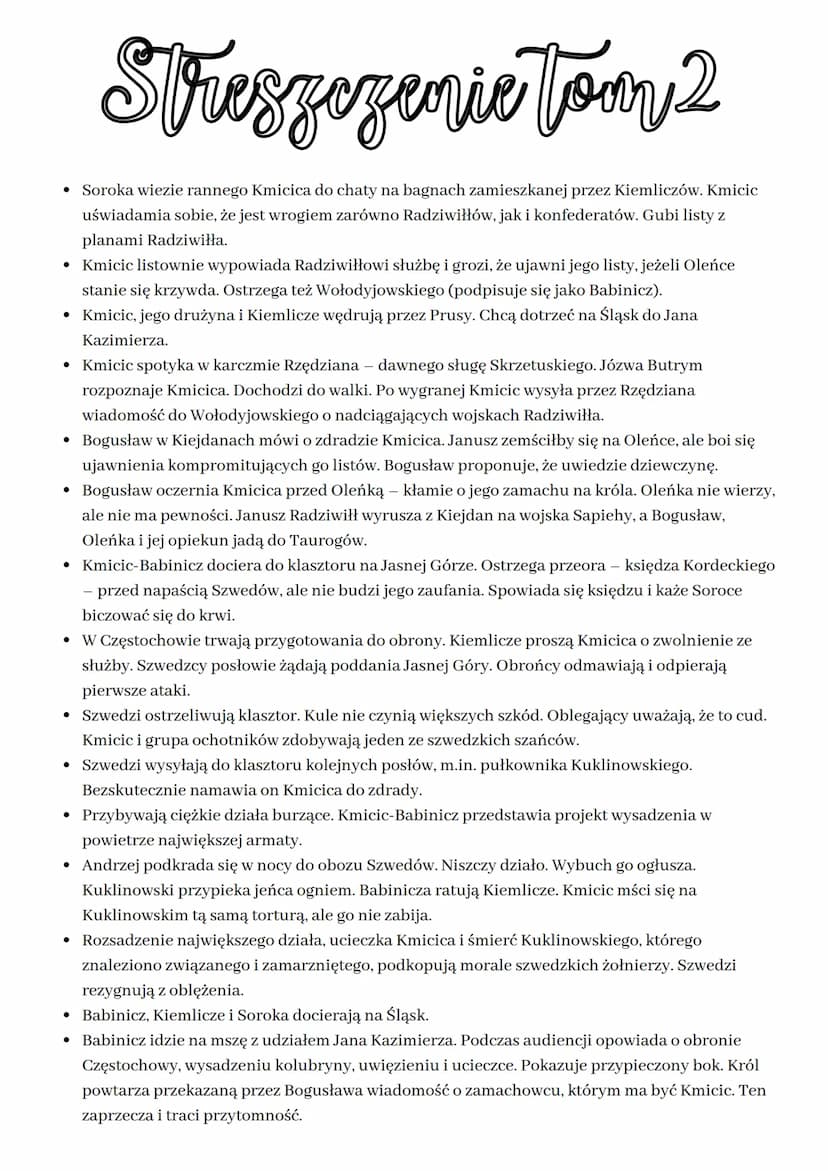 
<p>Testament Herakliusza Billewicza, dziad Aleksandry, mówi o decyzji, że Oleńka ma zostać żoną Andrzeja Kmicica, który dziedziczy majątek,