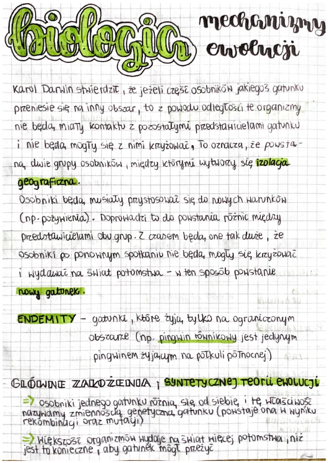 mechanizmy
ewolucji
foi
Karol Darwin stwierdził, że jeżeli część osobników jakiegos gatunku
przeniesie się na inny obszar, to z powodu odleg