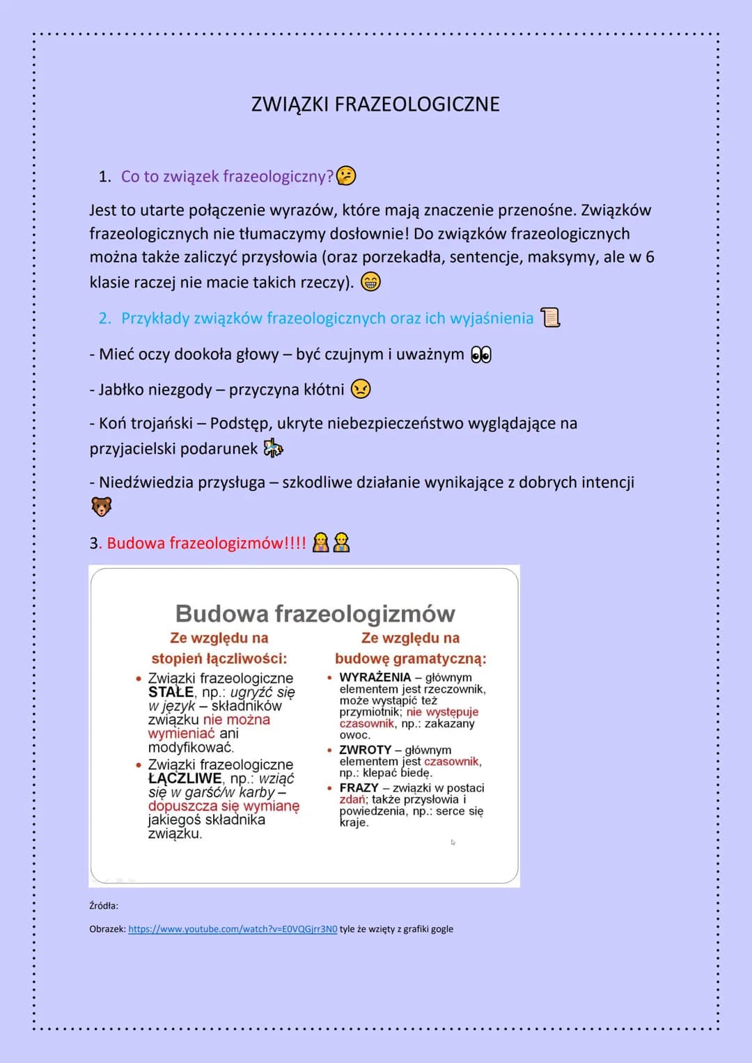 ZWIĄZKI FRAZEOLOGICZNE
1. Co to związek frazeologiczny?
Jest to utarte połączenie wyrazów, które mają znaczenie przenośne. Związków
frazeolo