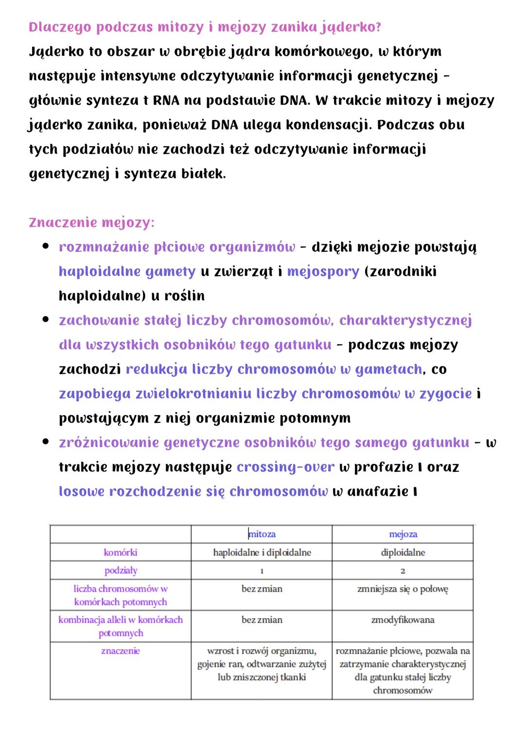 # Mejoza

Podział redukcyjny - w jej wyniku powstają 4 komórki haploidalne
o zredukowanej o połowę liczbie chromosomów
Zachodzi wyłącznie u 
