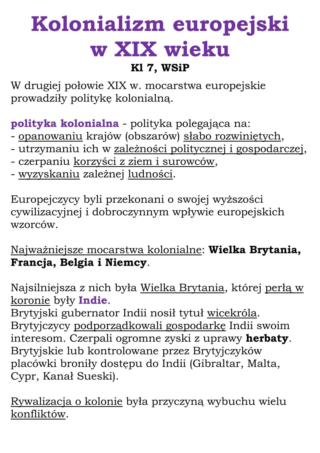 Kolonializm europejski w XIX wieku: Klasa 7 | WSiP