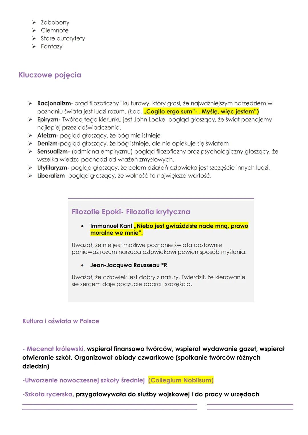 notatka
Oświecenie- wstęp do epoki
Nazwa epoki
• Ramy czasowe
[Słowa klucze]
✓ Obywatel
✓ Doświadczenie
✓ Klasycyzm
✓ Dydaktyzm
✓ Rozum
•
Ha