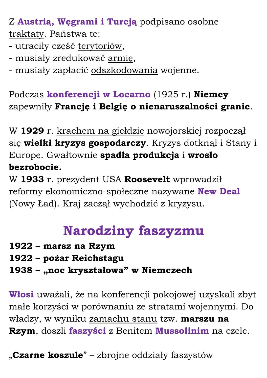 Świat w okresie
międzywojennym -
podsumowanie
(Rozdział VI, NE 7)
Świat po I wojnie światowej
28 VI 1919 - podpisanie traktatu wersalskiego
