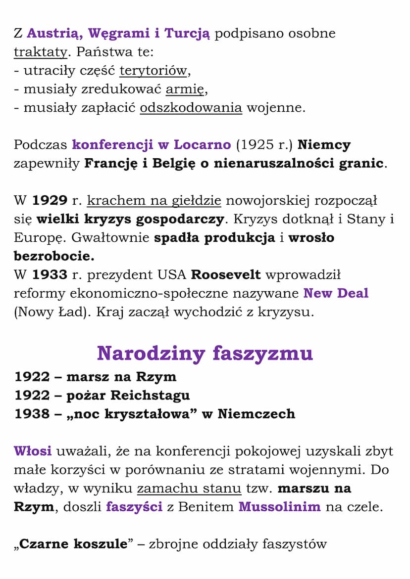 Świat w okresie
międzywojennym -
podsumowanie
(Rozdział VI, NE 7)
Świat po I wojnie światowej
28 VI 1919 - podpisanie traktatu wersalskiego
