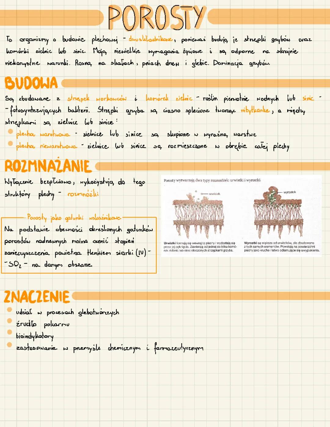 Grzyby i Porosty: Klasa 5 - Budowa i Znaczenie Plech