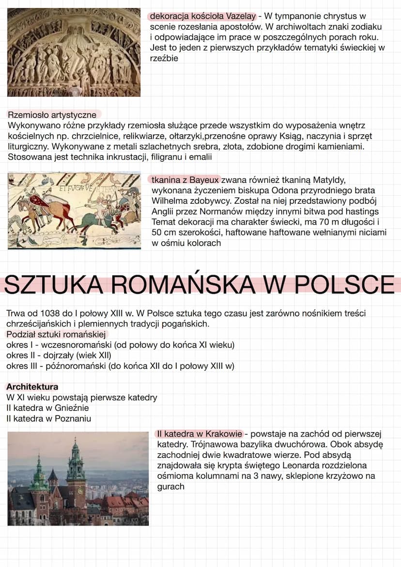 
<p>Sztuka romańska rozpoczęła się w XI wieku i trwała do I połowy XII wieku we Francji, a w innych krajach do około XIII wieku. Możemy wyró