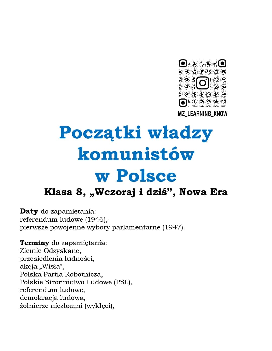 Początki władzy komunistów w Polsce Klasa 8, „Wczoraj i dziś”, Nowa Era