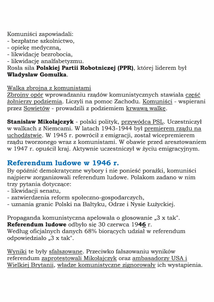 O
MZ_LEARNING_KNOW
Początki władzy
komunistów
w Polsce
Klasa 8, „Wczoraj i dziś”, Nowa Era
Daty do zapamiętania:
referendum ludowe (1946),
p