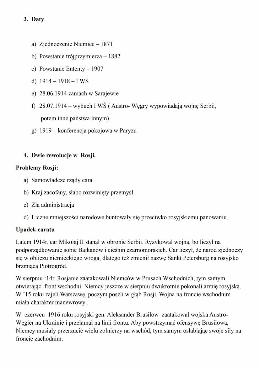 I WOJNA ŚWIATOWA-POWTÓRZENIE
1. Przyczyny i skutki wybuchu IWŚ
a) Rywalizacja o : kolonie, terytoria, rynki zbytu i zasoby.
b) Rywalizacja N