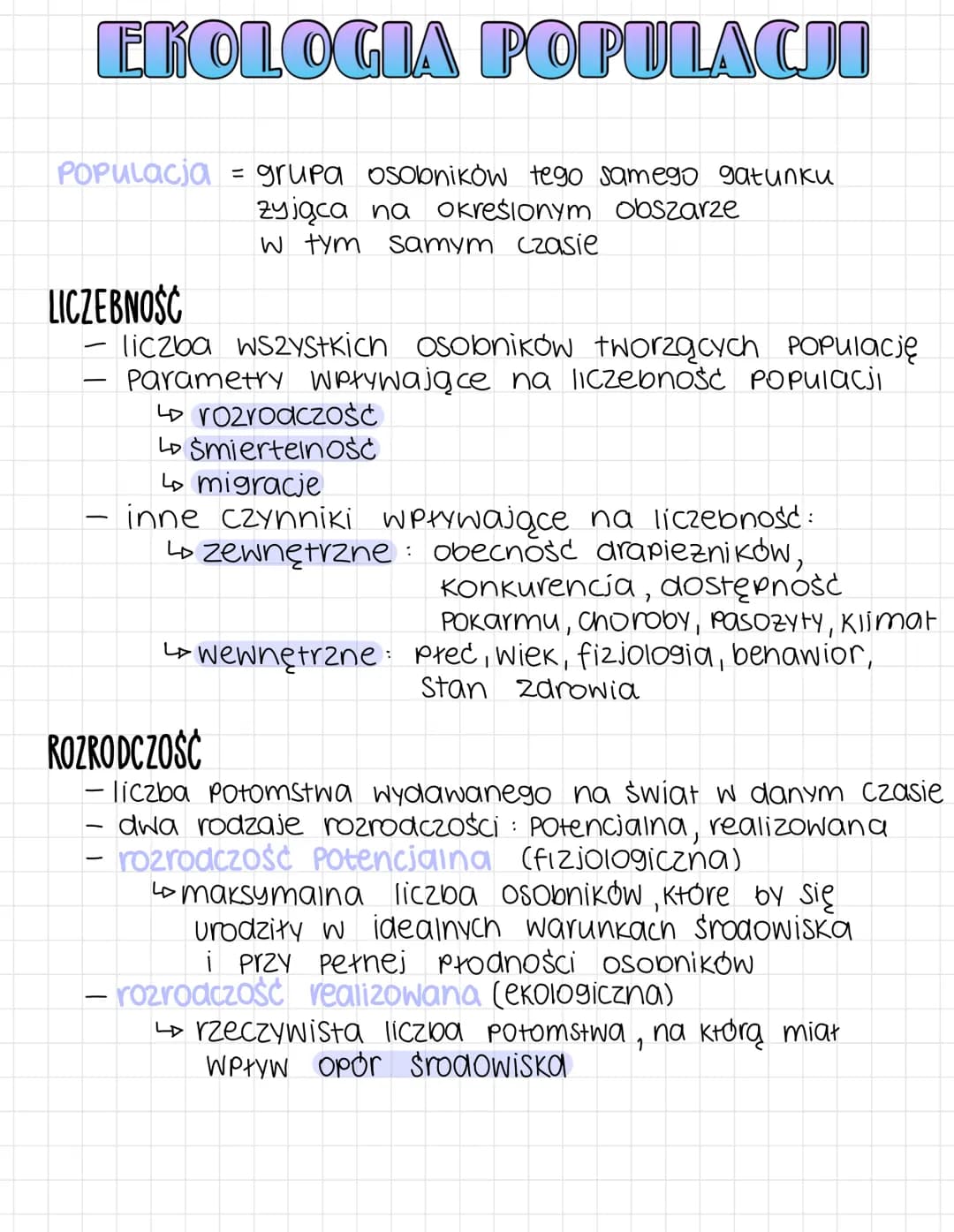 EKOLOGIA POPULACJI
= grupa osobników tego samego gatunku
zyjąca na określonym obszarze
W tym samym czasie
Populacja
LICZEBNOŚĆ
liczba wszyst