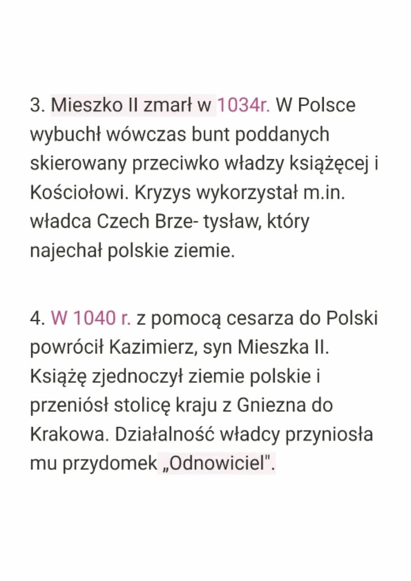 Kryzys monarchii Piastów
1. Władzę w Polsce po śmierci
Bolesława Chrobrego objął jego syn -
Mieszko II. Odbył koronację królewską i
próbo-wa