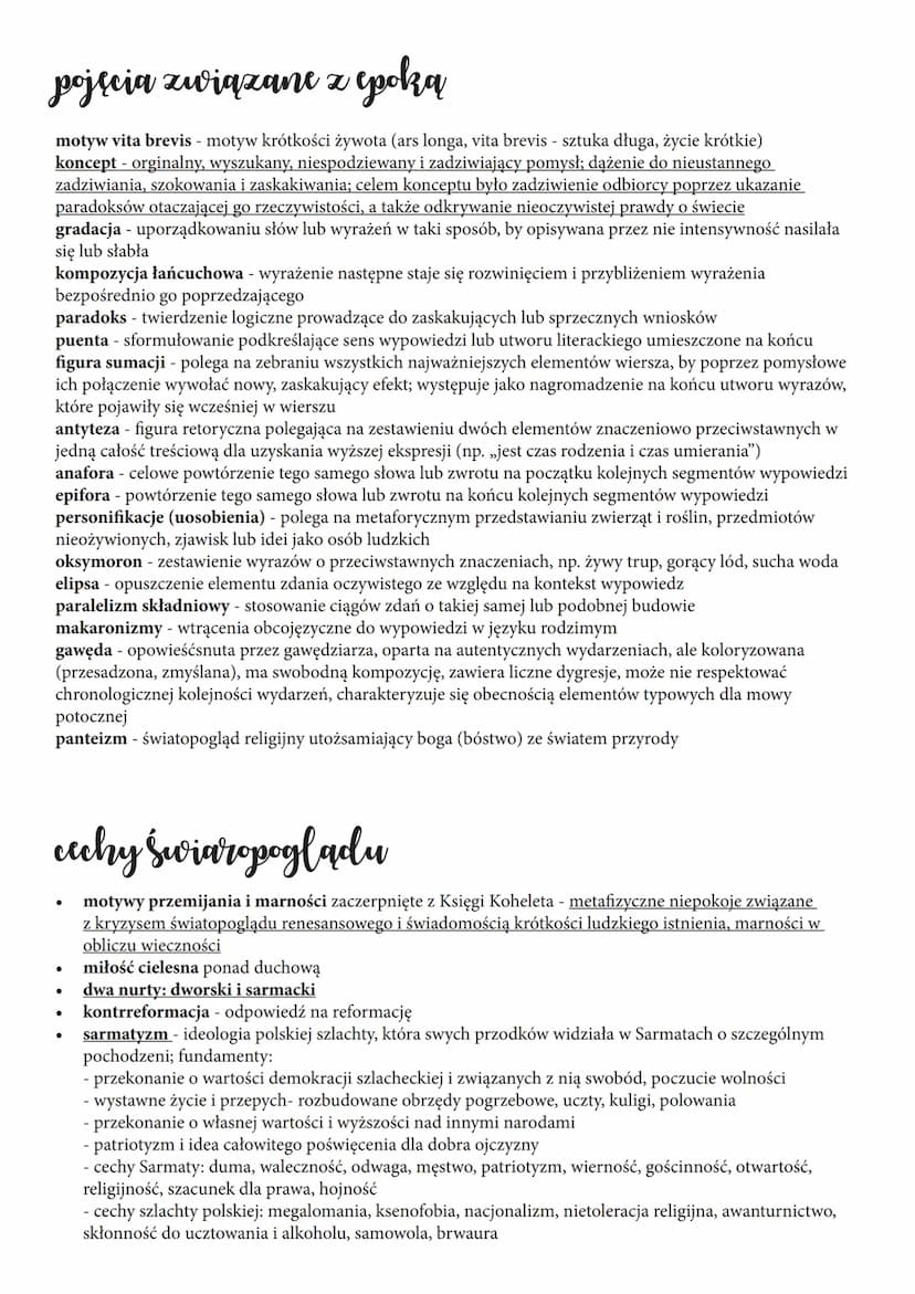 ●
●
●
●
●
Barok
●
Ramy czasowe: początek XVII w. - I poł. XVIII w.
Nazwa epoki: barocco - perła o nieregularnym kształcie; nazwę można zinte