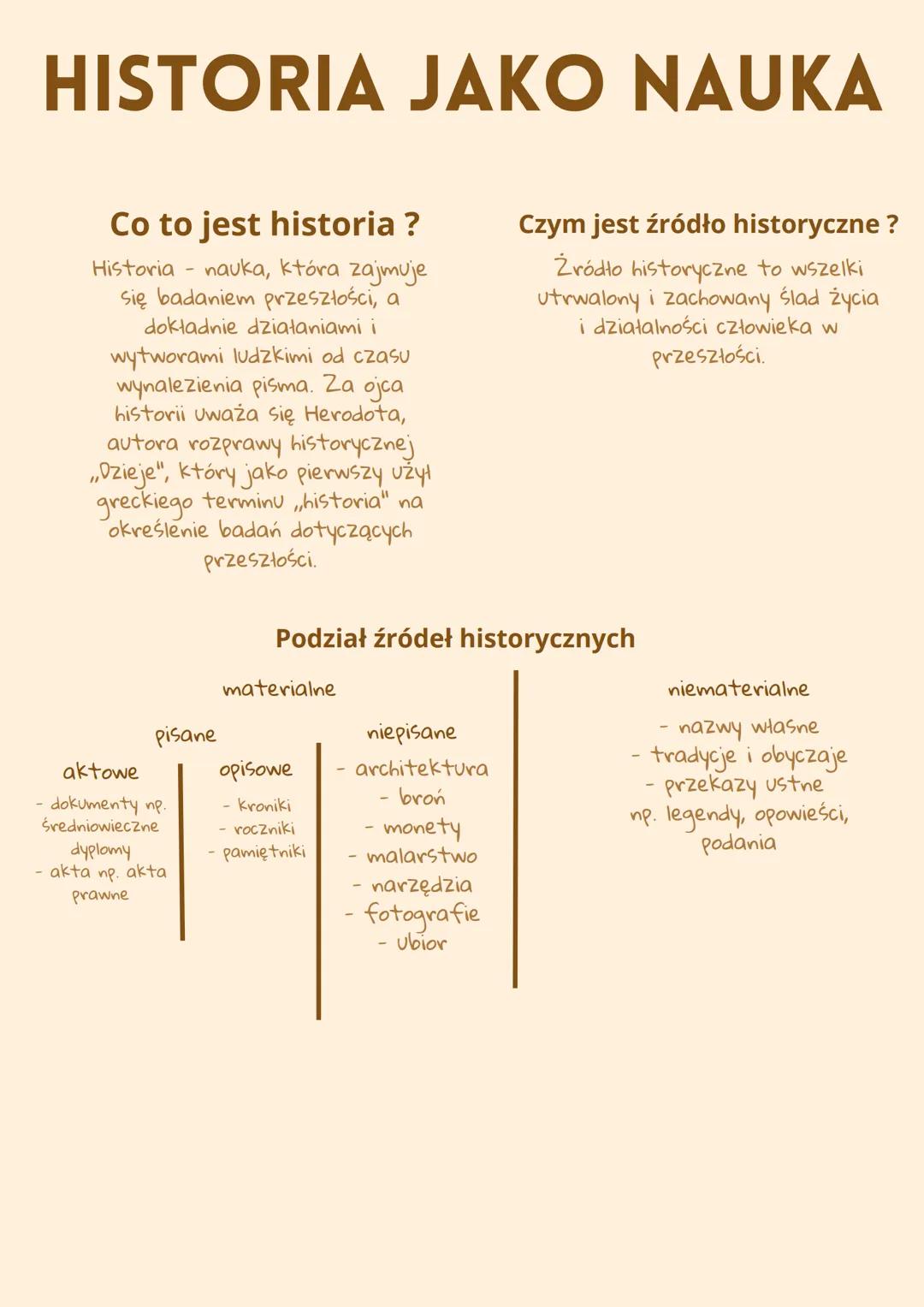 # HISTORIA JAKO NAUKA

## Co to jest historia ?
Historia - nauka, która zajmuje
się badaniem przeszłości, a
dokładnie działaniami i
wytworam