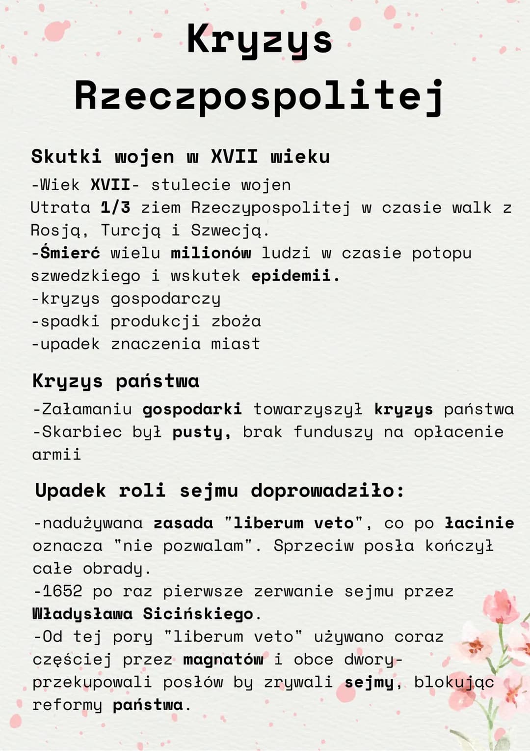 Kryzys
Rzeczpospolitej
Skutki wojen w XVII wieku
-Wiek XVII- stulecie wojen
Utrata 1/3 ziem Rzeczypospolitej w czasie walk z
Rosją, Turcją i