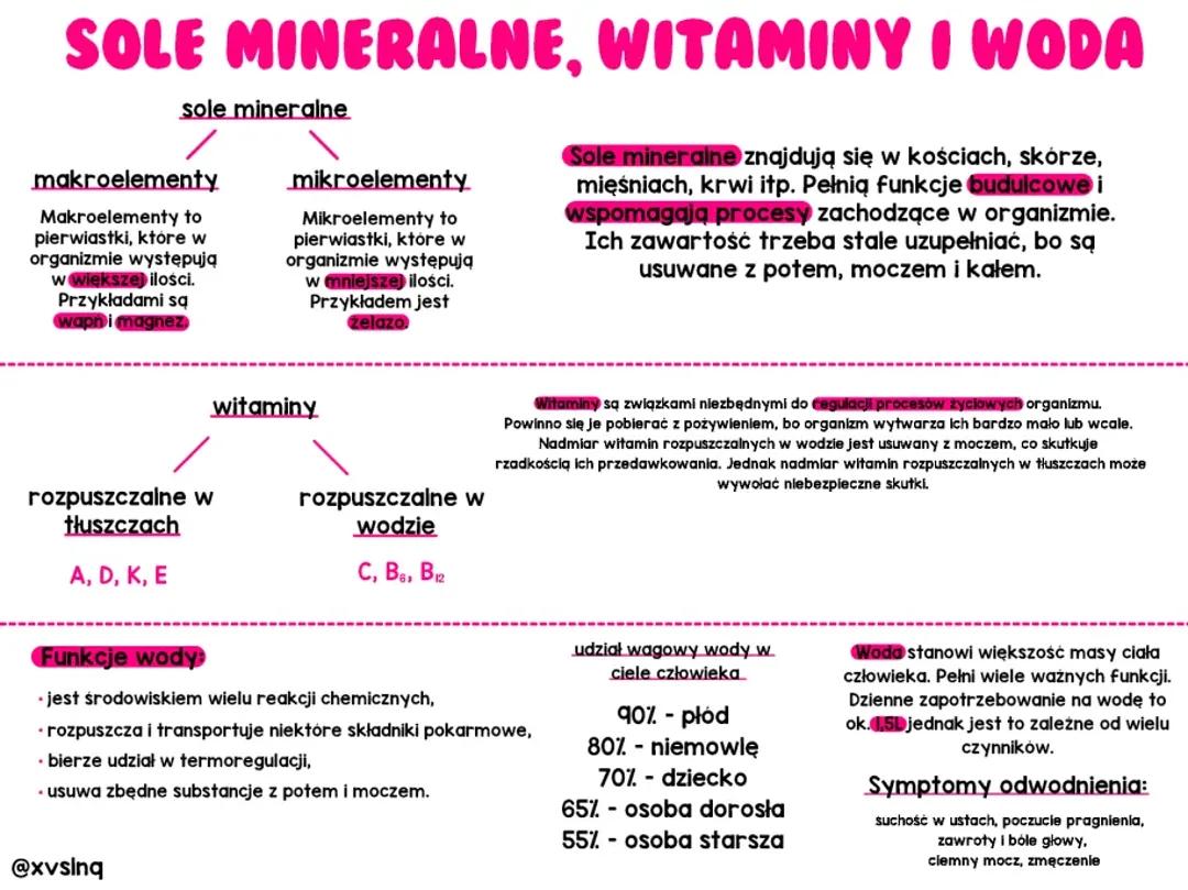 Sole mineralne, witaminy i woda