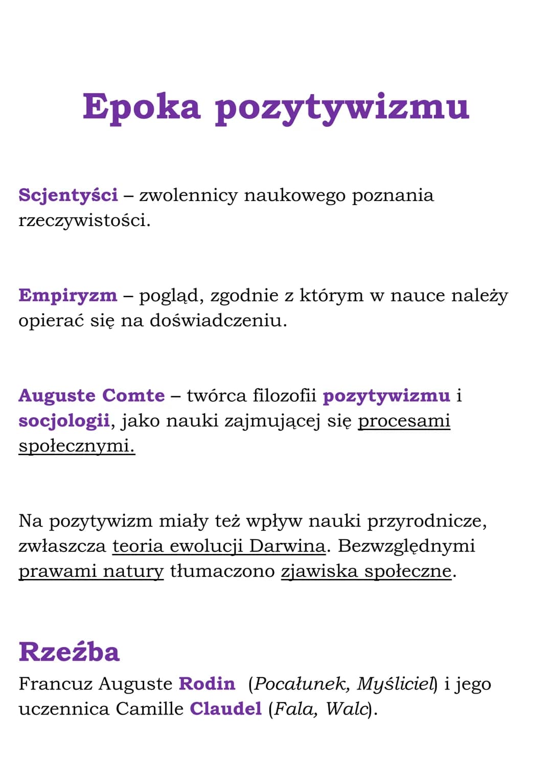 Epoka pozytywizmu
Scjentyści - zwolennicy naukowego poznania
rzeczywistości.
Empiryzm - pogląd, zgodnie z którym w nauce należy
opierać się 