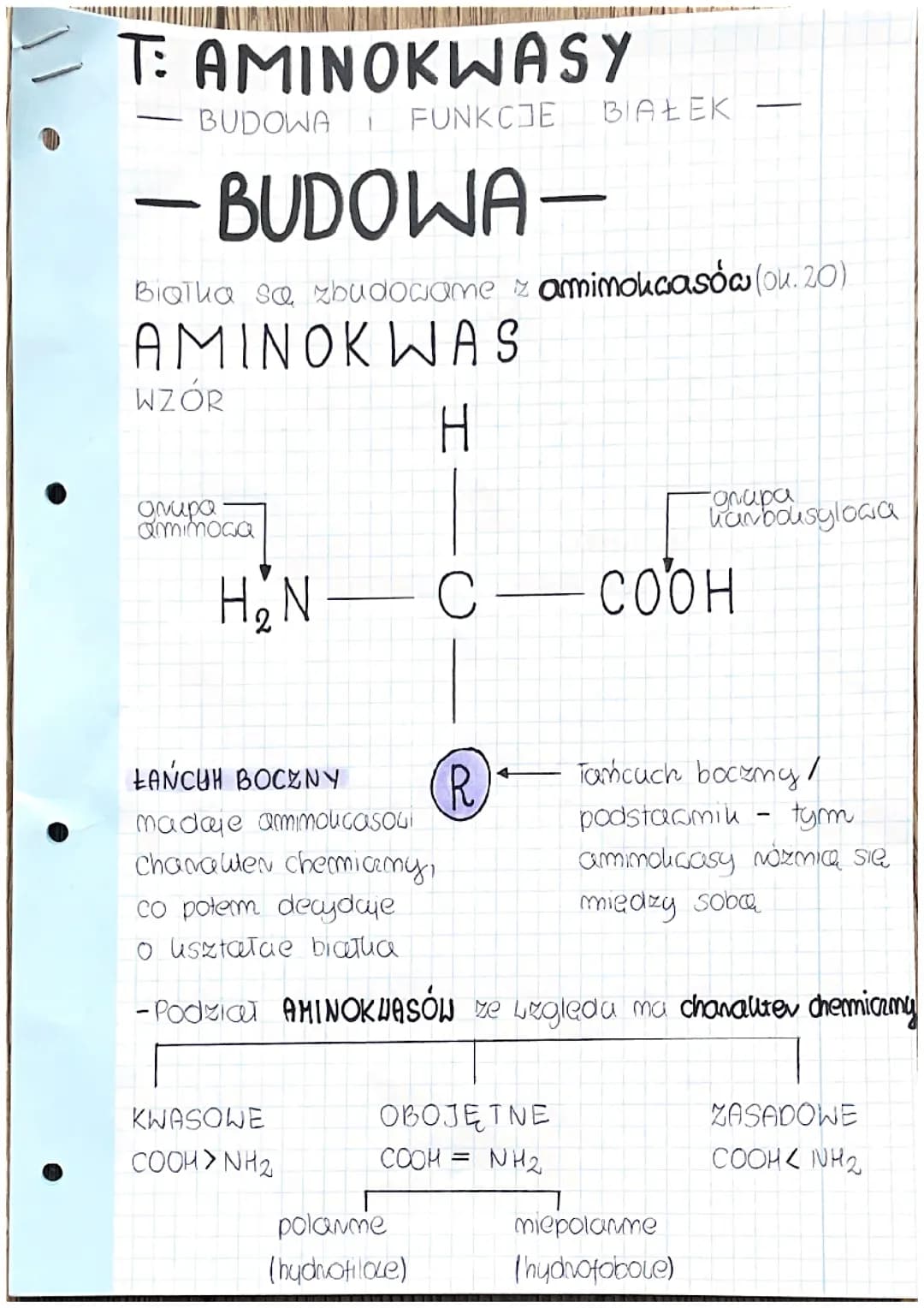 Aminokwasy. Budowa i funkcje białek