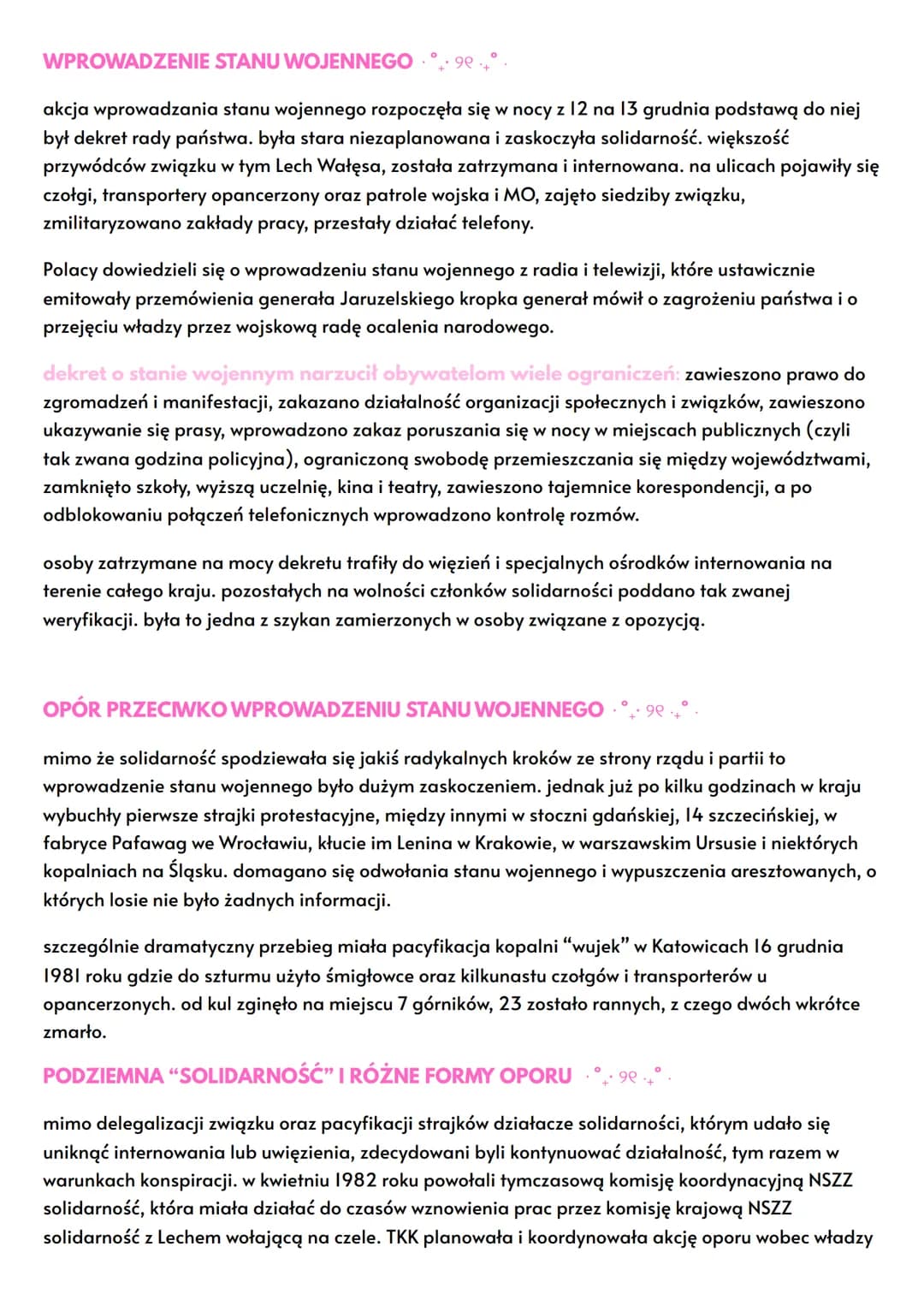 ୨୧
Stan wojenny
•
୨୧
WŁADZA I PARTIA WOBEC "SOLIDARNOŚĆI" 9°
Powstanie NSZZ "Solidarność”, przełamanie monopolu partii na organizację życia 